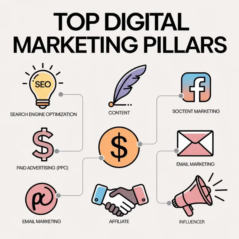 What are the fundamental pillars of digital marketing