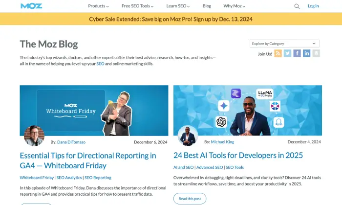 MOZ Blog Home Page Screen Short