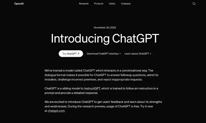 Chatgpt ai home page view