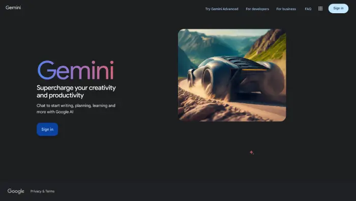 gemini ai home page view