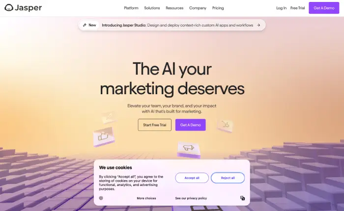 jasper ai home page view